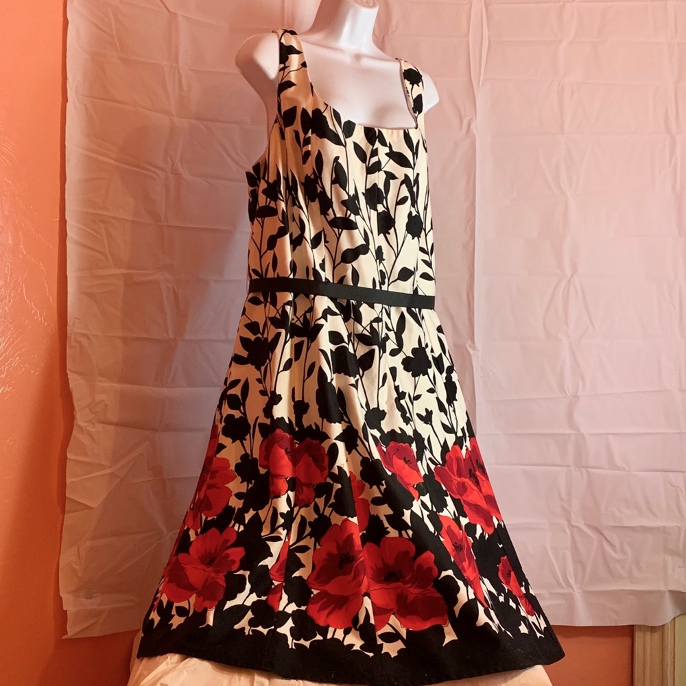 Floral A-Line Dress Lined Spring Summer Sleeveless